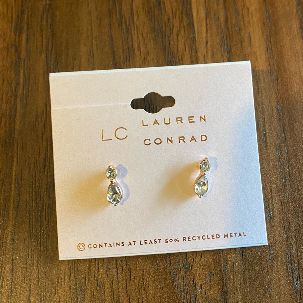 Lauren Conrad Rose Gold Crystal Drop Earrings